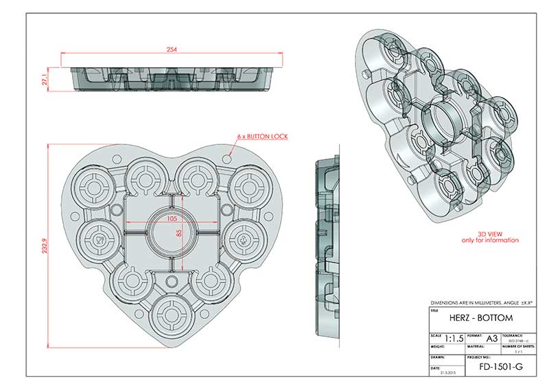 Technische Zeichnung Boden wiederverschließbares Herz Schwedenbomben