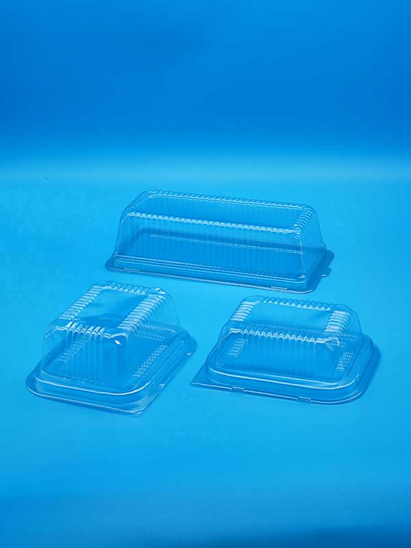 Verschließbare Blister für verschiedene Lebensmittel, zB Salate, Desserts, in den Abmessungen 220x105x58mm, 140x117x54mm, 140x117x45 mm