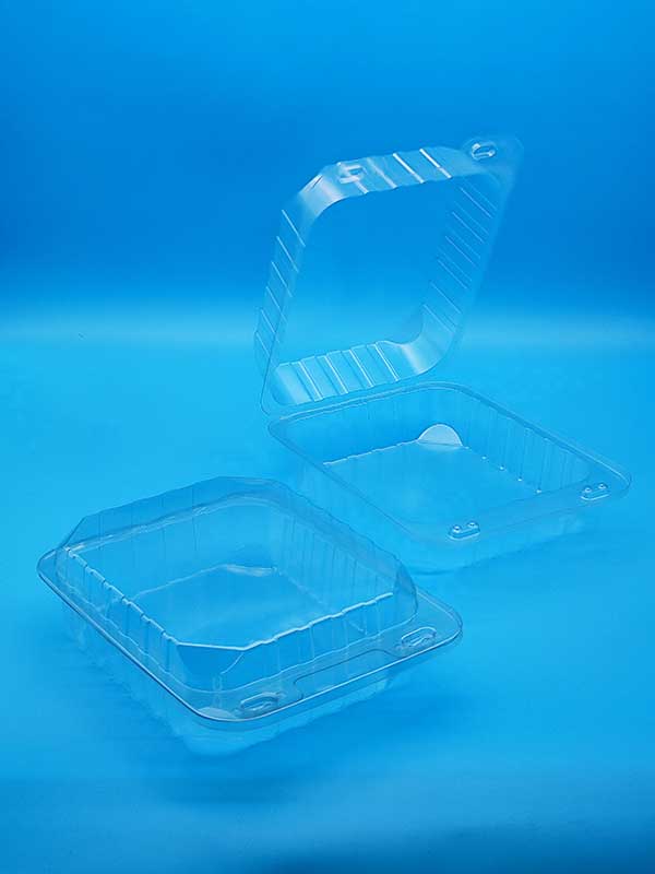 Verschließbare Blister mit zwei Höhen und drei Fächern für verschiedene Lebensmittel, mit Innenmaß 185×150mm und Höhen von 60mm und 80mm